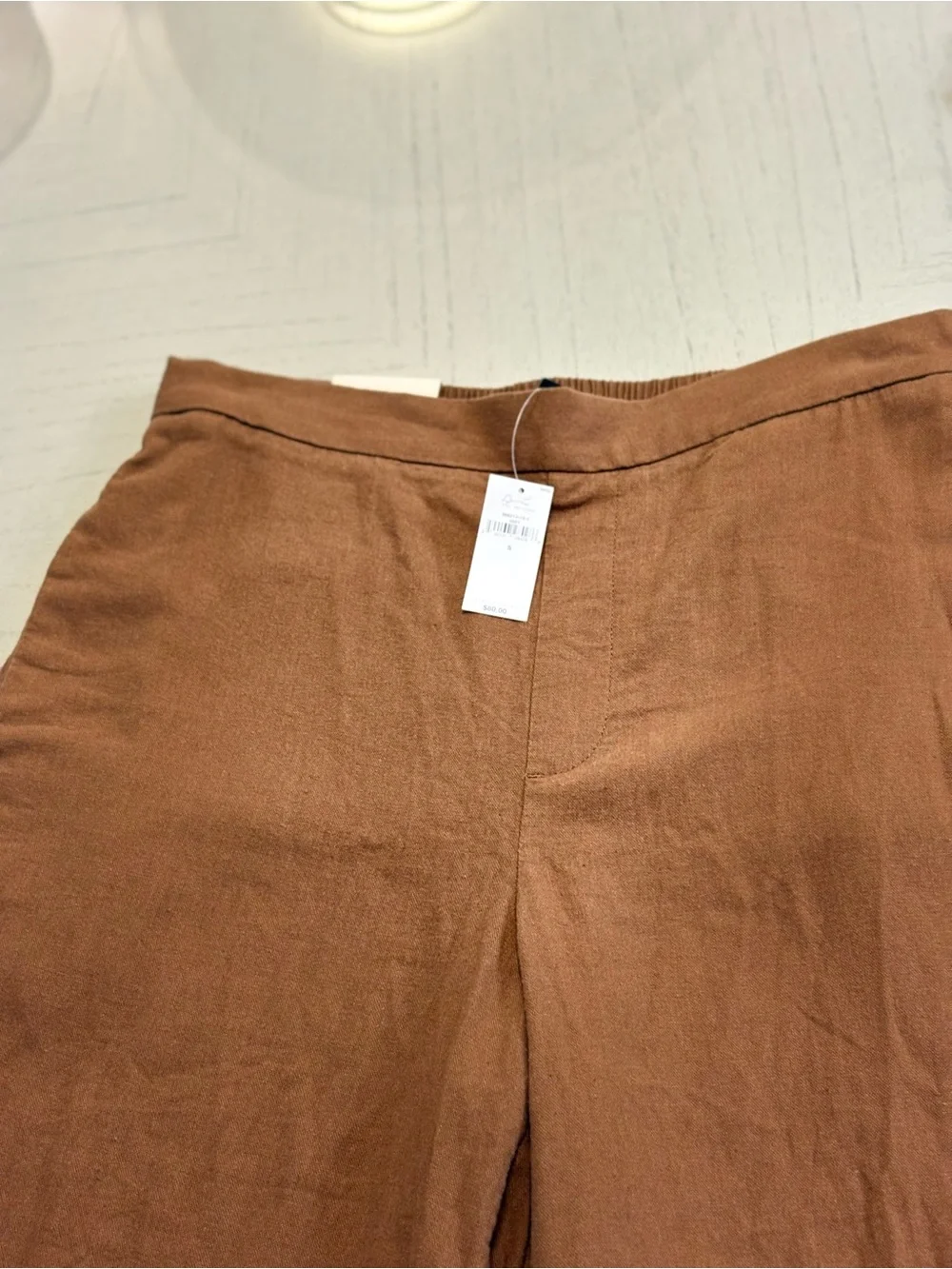 NWT BANANA REPUBLIC Brown Wide-Leg Linen Blend Cropped Pants SZ S $80